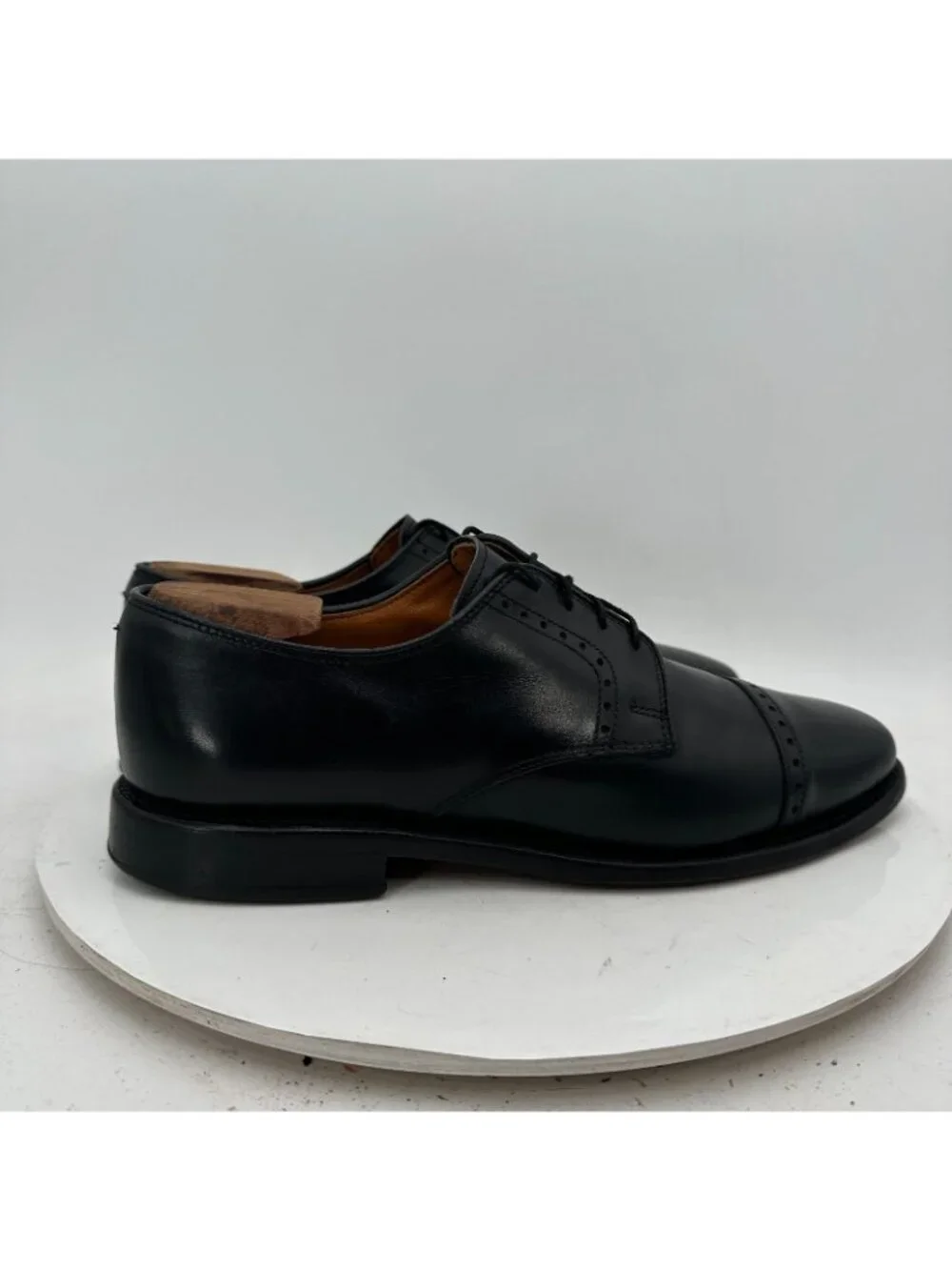 Allen Edmonds Clifton Men Size 7D Black Leather Wingtip Cap Toe Derby Dress Shoe
